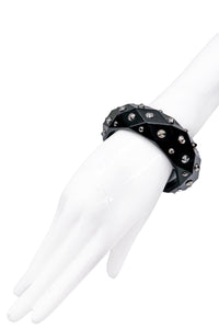 Vintage Black Lucite Faceted Studded Punk Bracelet