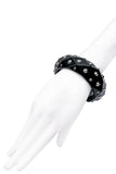 Vintage Black Lucite Faceted Studded Punk Bracelet