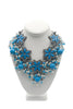 Vintage Turquoise Blue Resin, Crystal & Pearl Geometric Floral Statement Necklace with matching earrings