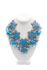 Vintage Turquoise Blue Resin, Crystal & Pearl Geometric Floral Statement Necklace with matching earrings