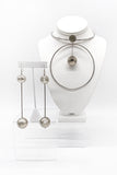 Eddie Borgo 1960's Silver Metallic Inspired Circle Globe Necklace and Double Globe Earrings
