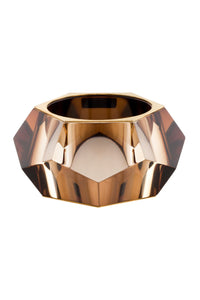 Burberry Yellow Orange Brown Amber Ombre Lucite Resin Facet Cut Oversized Bracelet