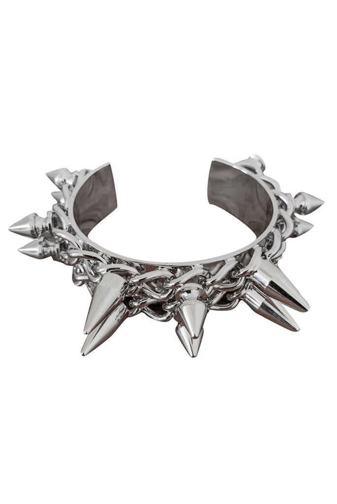 Burberry Silver Spike and Chain Cuff Bracelet