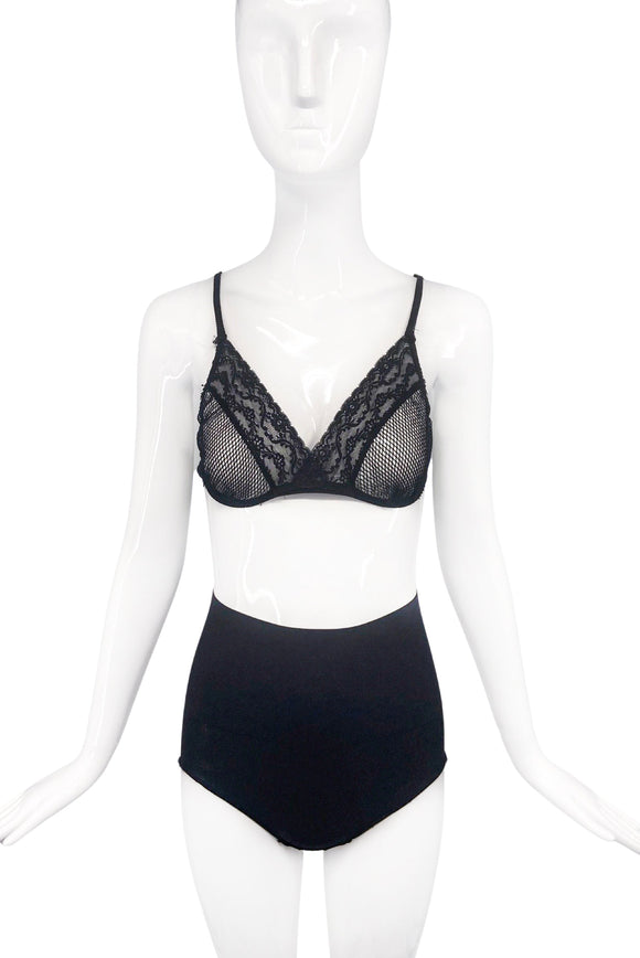 Calvin Klein Vintage Black Fishnet Lace Bra