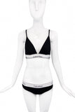 Calvin Klein Black Wide White Logo Elastic Bra & Panty Bikini Set