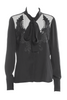 Roberto Cavalli Black Embroidered Baroque Wings Sheer Panel Bow Blouse
