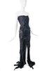 Roberto Cavalli Black Shredded Corset Bustier Dress Gown Fall 2001