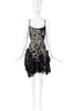 Roberto Cavalli Black Embroidered Ruffle Corset Mini Dress Gown Fall 2004