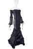 Roberto Cavalli Black Corset Sheer Side Panel Off Shoulder Ruffle Dress Gown Fall 2005 Runway