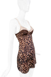 Roberto Cavalli Leopard Tortoise Print Silk Slip Mini Dress