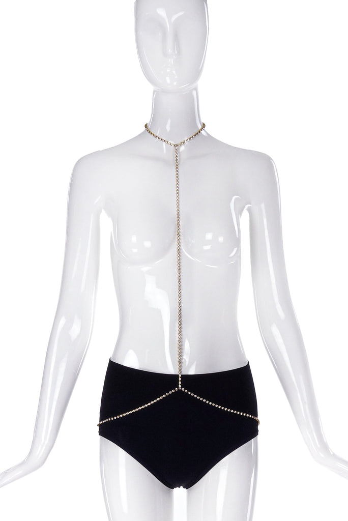 Roberto Cavalli Gold & Rhinestone Body Chain Harness Spring 2000 Runway