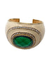 Roberto Cavalli Ivory Enamel with Emerald Crystal and Crystal Rhinestones Cuff Bracelet