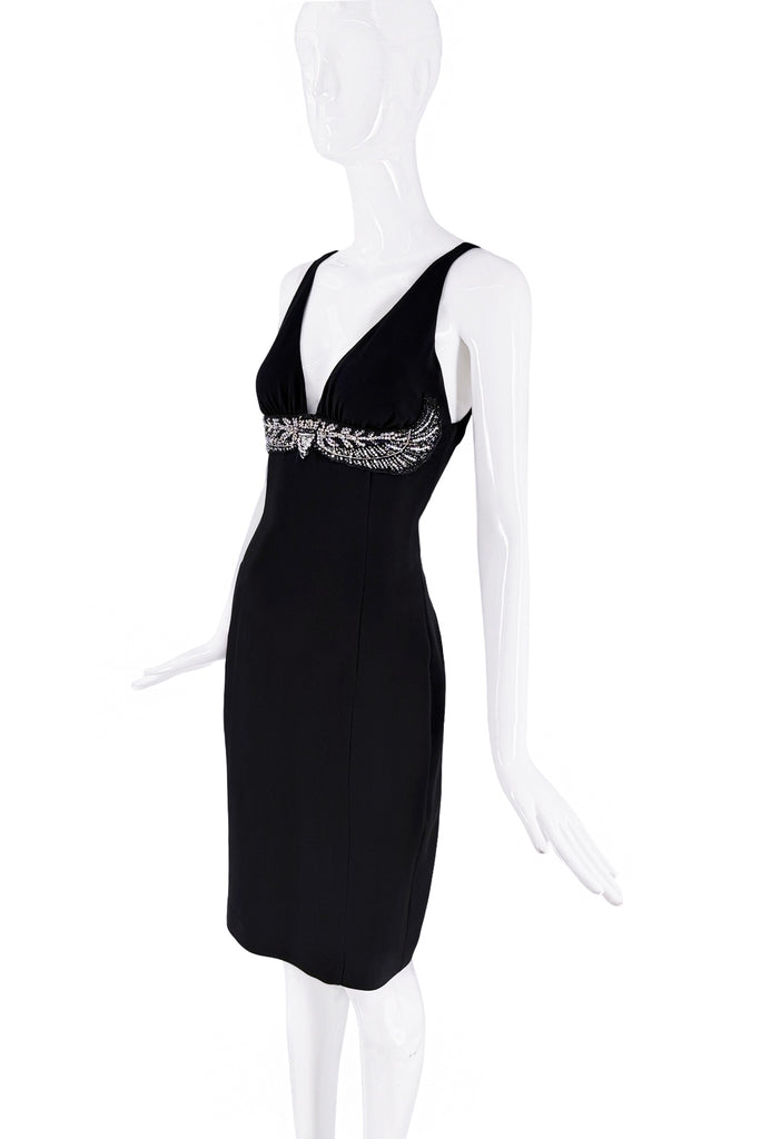 Roberto Cavalli Black Crystal Embellishment Bodycon Midi Dress