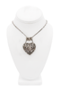 Roberto Cavalli Silver Heart Engraved Logo Embellished Pendant Chain Necklace