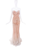 Roberto Cavalli Pink Sequin Strapless Dress Gown