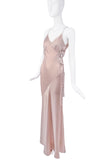 Roberto Cavalli Pink Nude Blush Silk Side Corset Ties Slip Dress Gown