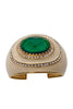 Roberto Cavalli Ivory Enamel with Emerald Crystal and Crystal Rhinestones Cuff Bracelet