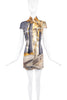 Roberto Cavalli Gold Pink Iconic Baroque Print Mini Dress with Corset Runway Spring 2003