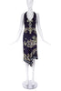 Roberto Cavalli Black Chinoiserie Floral Metallic Print Corset Dress Gown