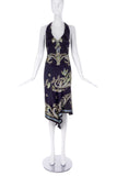 Roberto Cavalli Black Chinoiserie Floral Metallic Print Corset Dress Gown