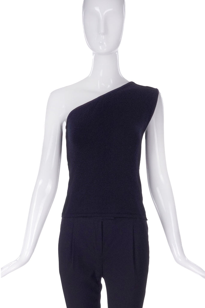 Céline Black Knit One Shoulder Top