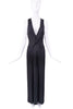 Celine Black Silk Jersey Deep Double V Neckline Knot Minimal Dress Gown
