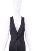Celine Black Silk Jersey Deep Double V Neckline Knot Minimal Dress Gown