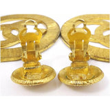 Chanel Gold Sunburst Iconic "CC" Logo Hoop Earrings 1990's Supermodel Era