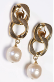 Chanel Gold Chain Pearl Drop 90's Earrings