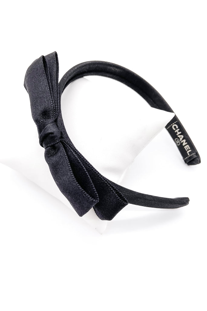 Chanel Black Satin Double Bow Ballerina Headband