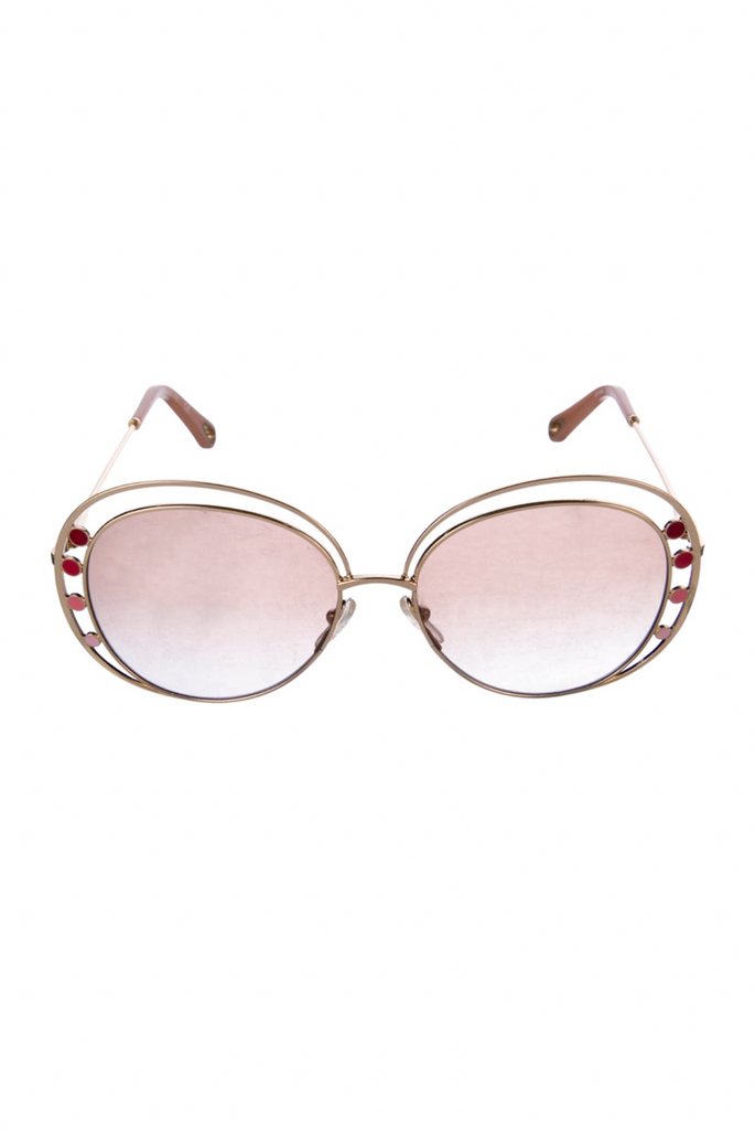 Chloe Gold Pink Gradient Cut Out Cat Eye Sunglasses