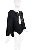 Chloé Black Cashmere Cape Jacket with Crystal Embellishment