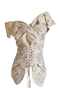 Christian Dior by John Galliano Beige Creme Gold Leaf Print Military Pocket Lace Up Corset Spring 2002  Top