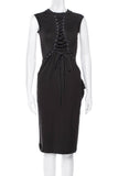 Christian Dior by John Galliano Black Corset Lace up Body Con Military Dress