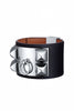 Hermès Black Leather "Collier de Chien" Bracelet with Gunmetal Hardware