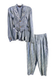 Comme des Garçons Iridescent Green and Blue Floral Print Deconstructed Suit