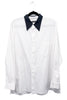 Comme des Garcons White Cotton Black Collar Graphic Shirt