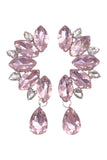 Vintage Silver Crystal Pink Crescent Moon Floral Earring Cuffs