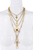 Jean Paul Gaultier Gold Pavé Crystal Cameo  Multi Chain Cross Chain Necklace