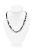 Cruize "Antoiné" Silver Gunmetal Box Chain Biker Double Sqaure Clasp Necklace