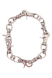 Cruize "Raphaël" Silver Metal Heavy Duty Spike Clasp Choker Necklace