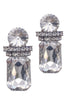 Vintage Silver Crystal Art Deco Square Clip on Earrings