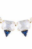 Janis Savitt Gold Chain Square Crystal & Midnight Blue Triangle Necklace