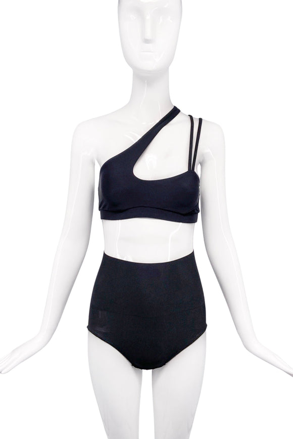 Cushnie Black Cut out Strap Swim Bra Bikini Crop Top