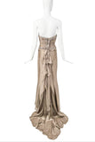 DSquared Grey Gold Metallic Crystal Corset Two Piece Gown