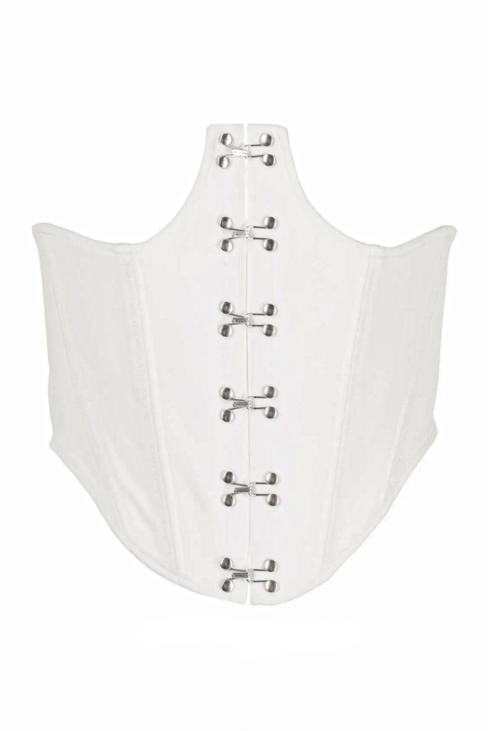 Dion Lee White Stretch Under Bust Silver Hardware Corset Belt