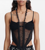 Dion Lee Black Fishnet Crotched Coral Corset Top