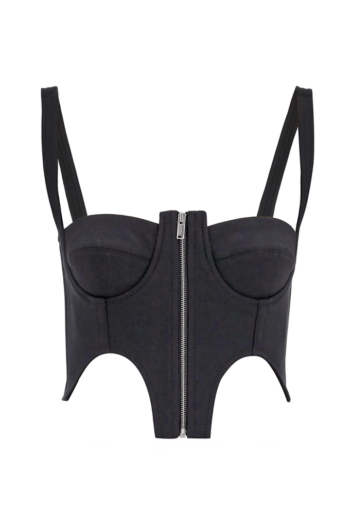 Dion Lee Black Double Arch Zipper Corset Bustier Top