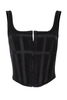 Dion Lee Black Ribbed Cotton Jersey Boned Hook & Eye Westwood Style Corset Top