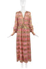Christian Dior Pink Gold Lurex Lame Paisley Print 1968 Liz Taylor Boho Gown Dress